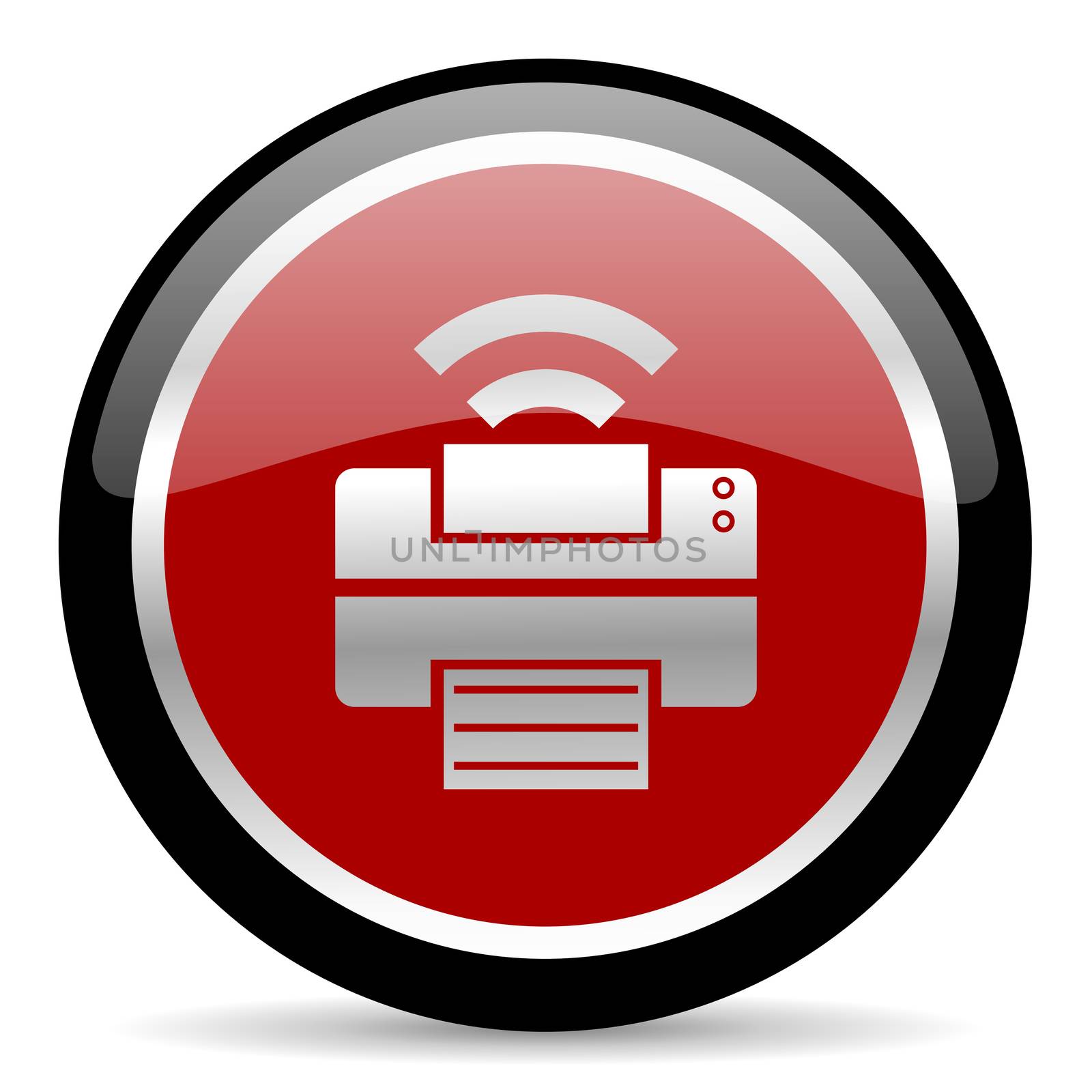 red glossy web button on white background