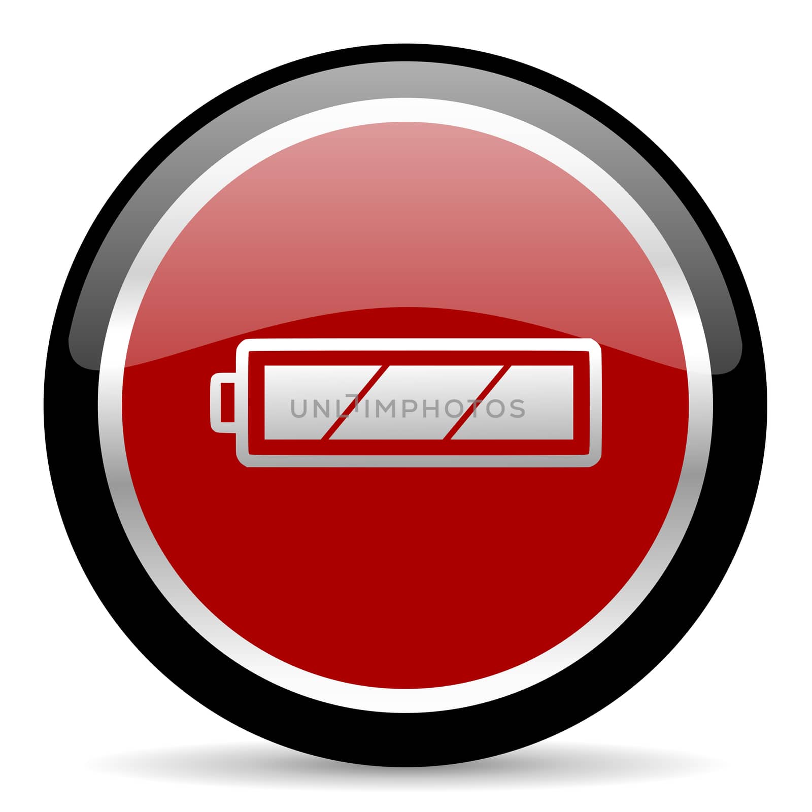 red glossy web button on white background