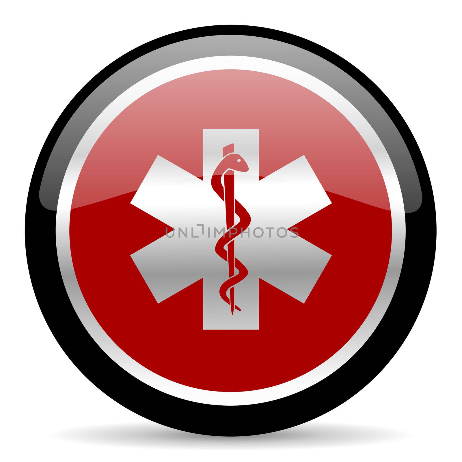 red glossy web button on white background