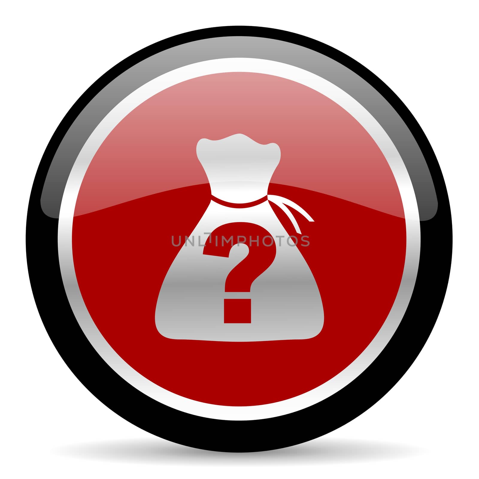red glossy web button on white background