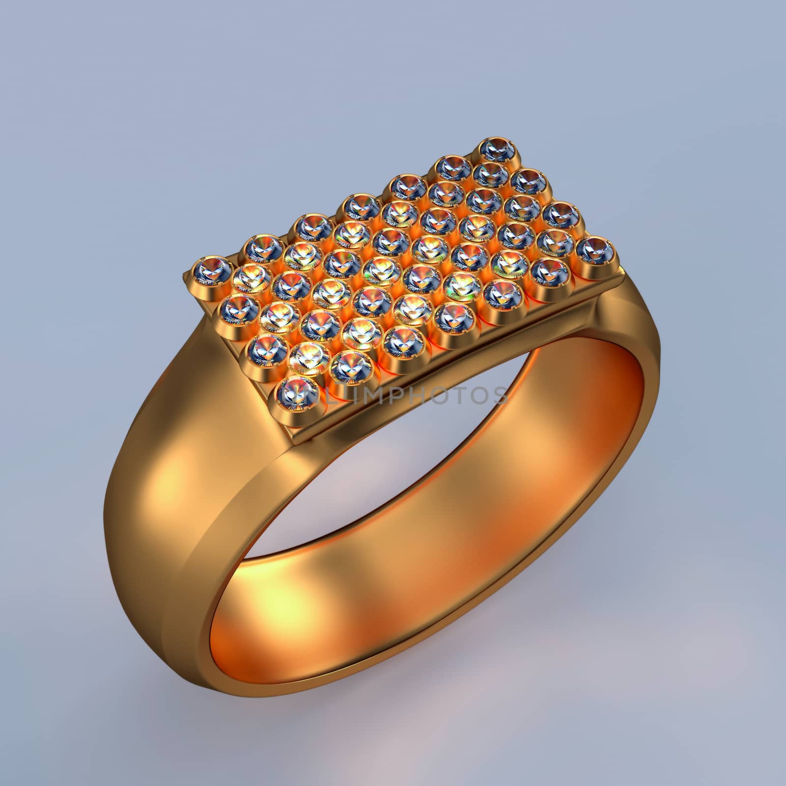 Gold Diamonds ring on the dark background