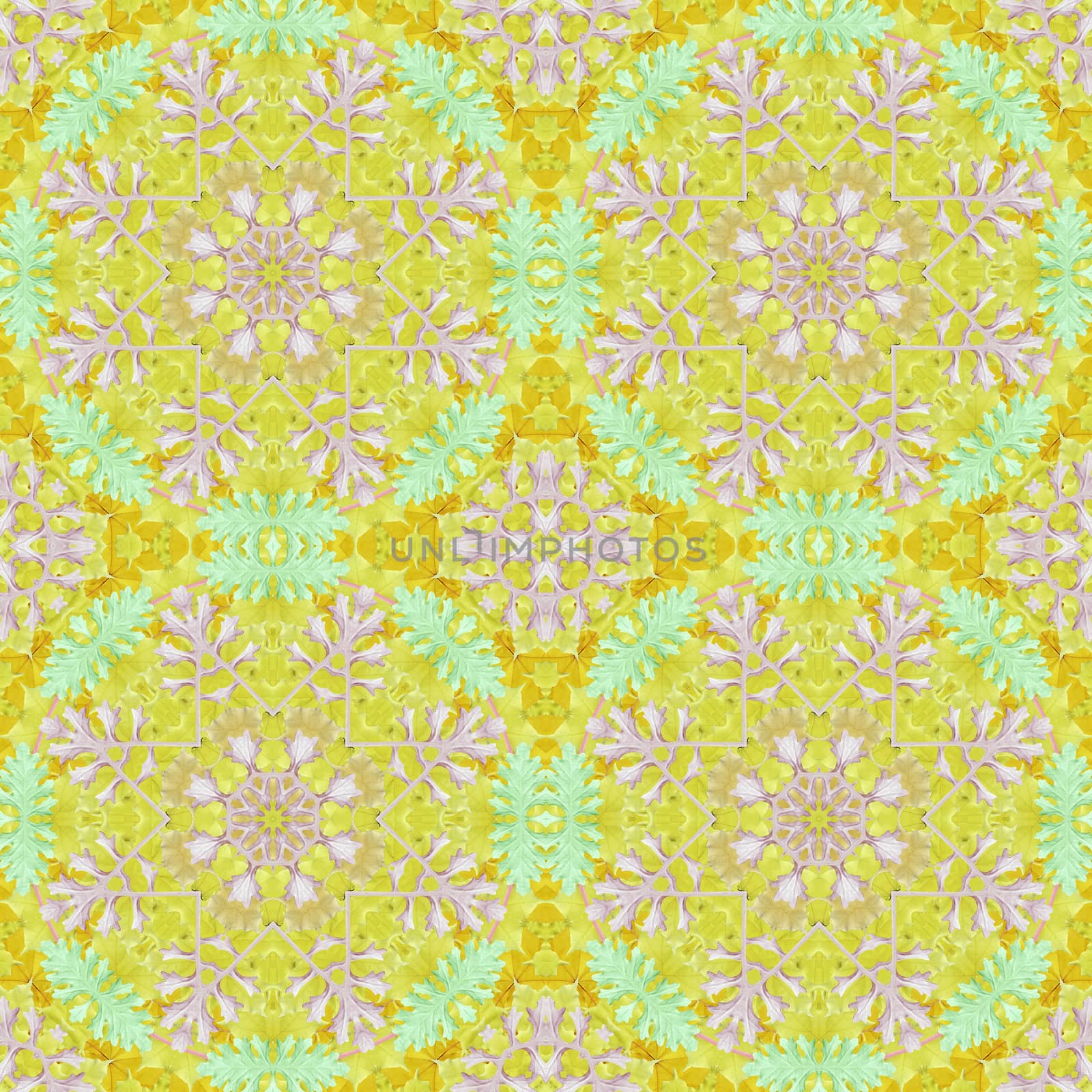 Artistic background, abstract seamless floral pattern with colorful leaves of plants