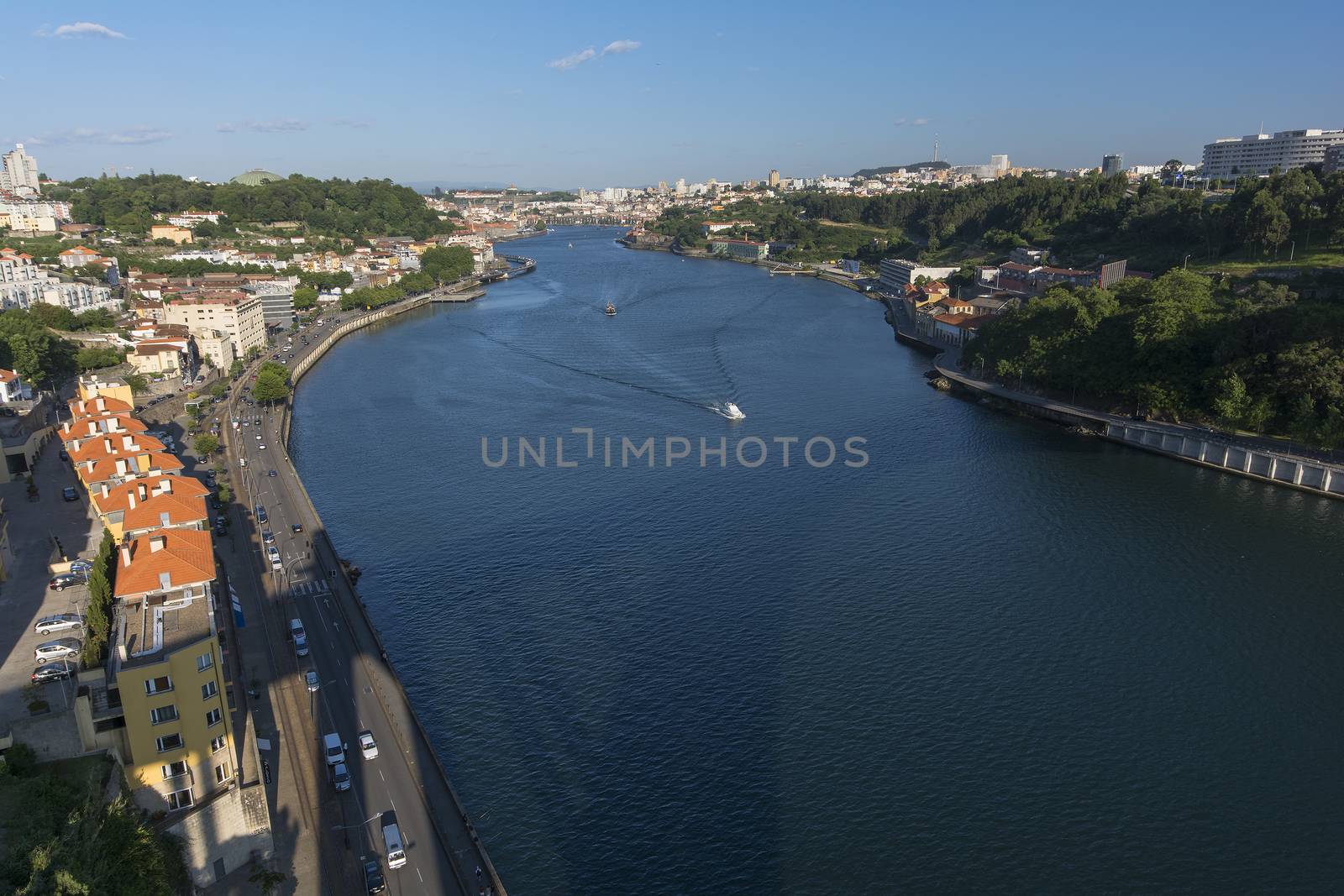 view to river with reflections and blue cloudy sky by sonyporto12