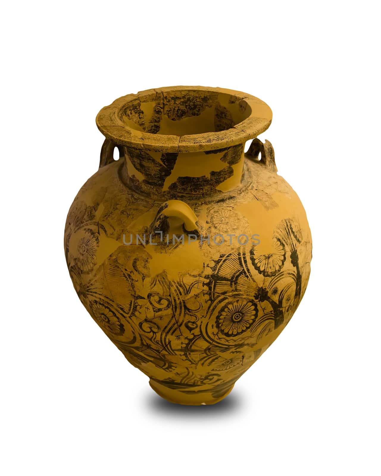 Ancient Greek vase isolated on white background