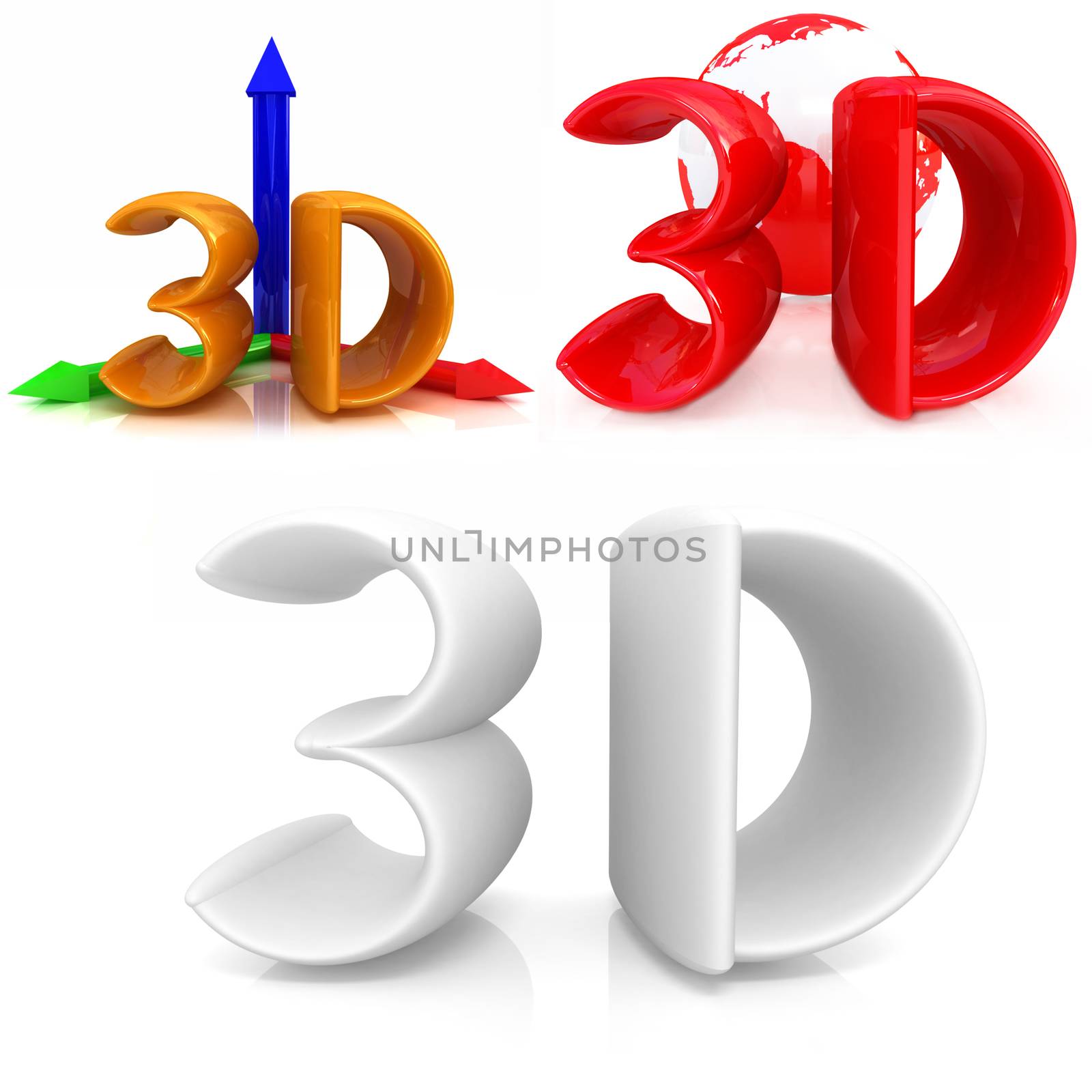 3d text on a white background