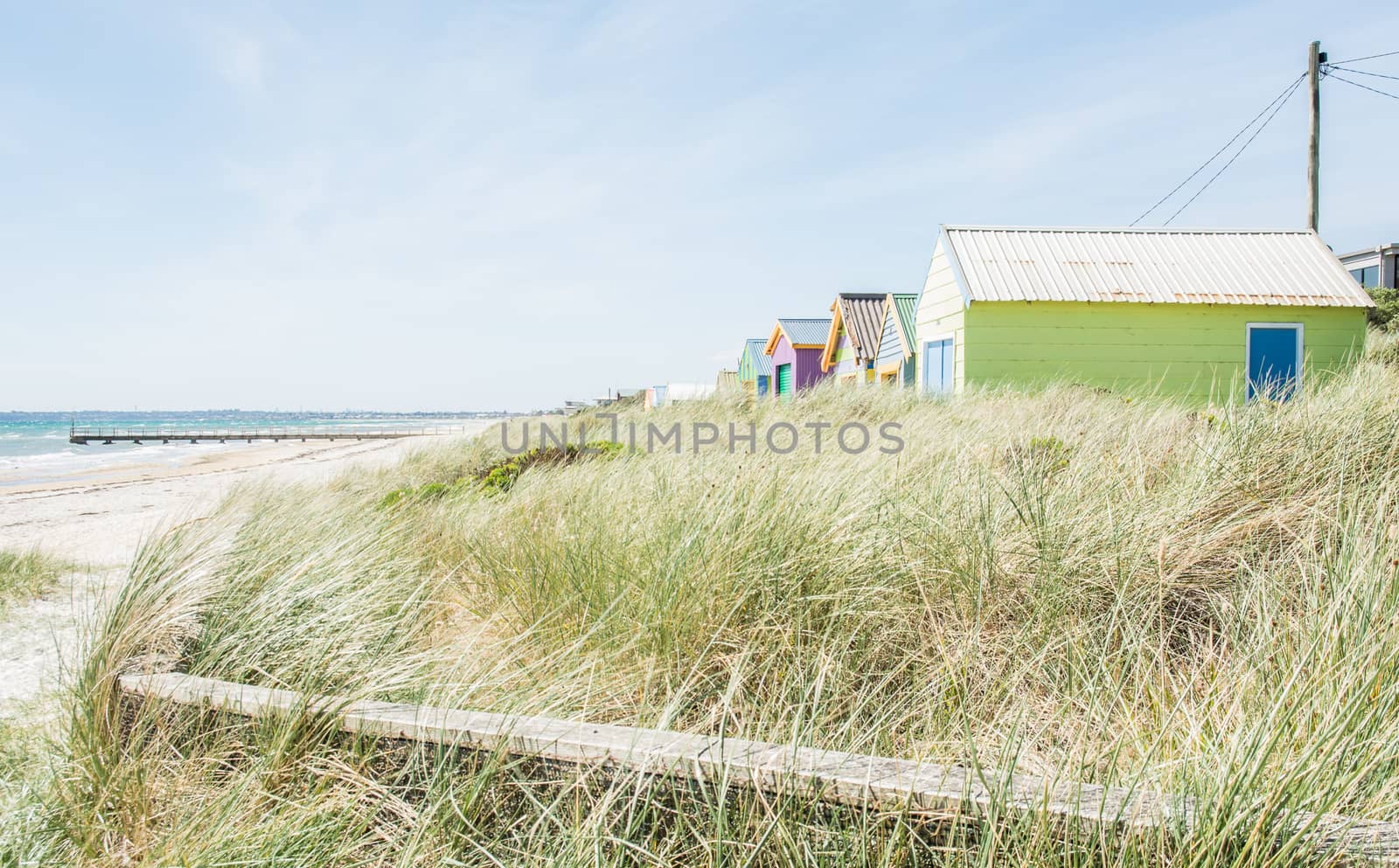 The picture of the beach houses on the seaside