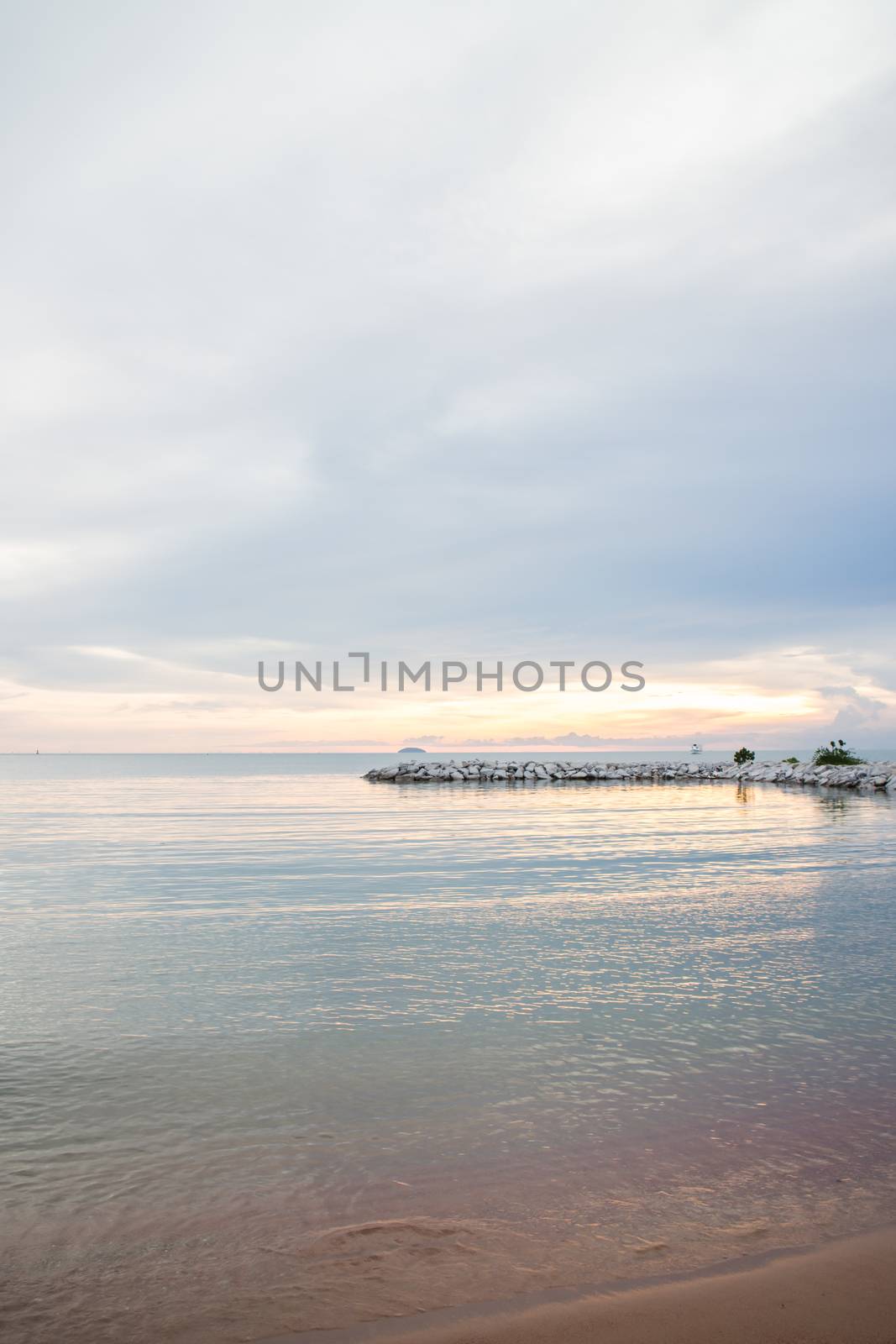 Beautiful sunset view of seashore, stock photo