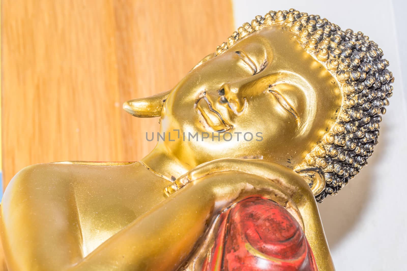 the gold sleeping buddha in the Thai temple donated from Thai community. Public buddha