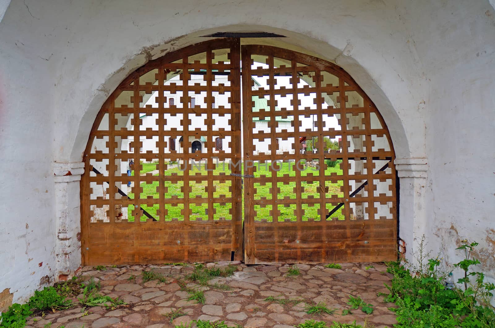  Wooden closed gates at the church                              