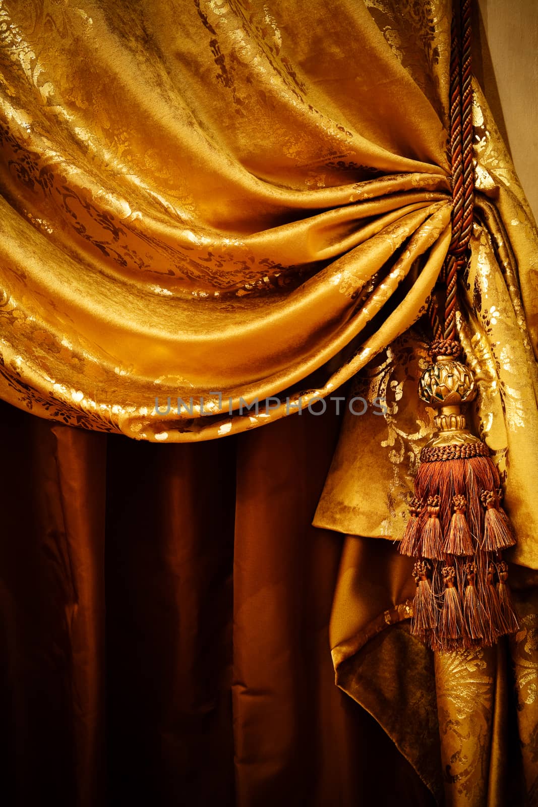 curtain with an ornament in the modern  apartment