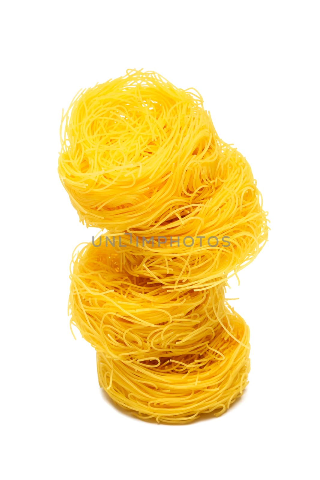 Different beautiful pasta on a white background