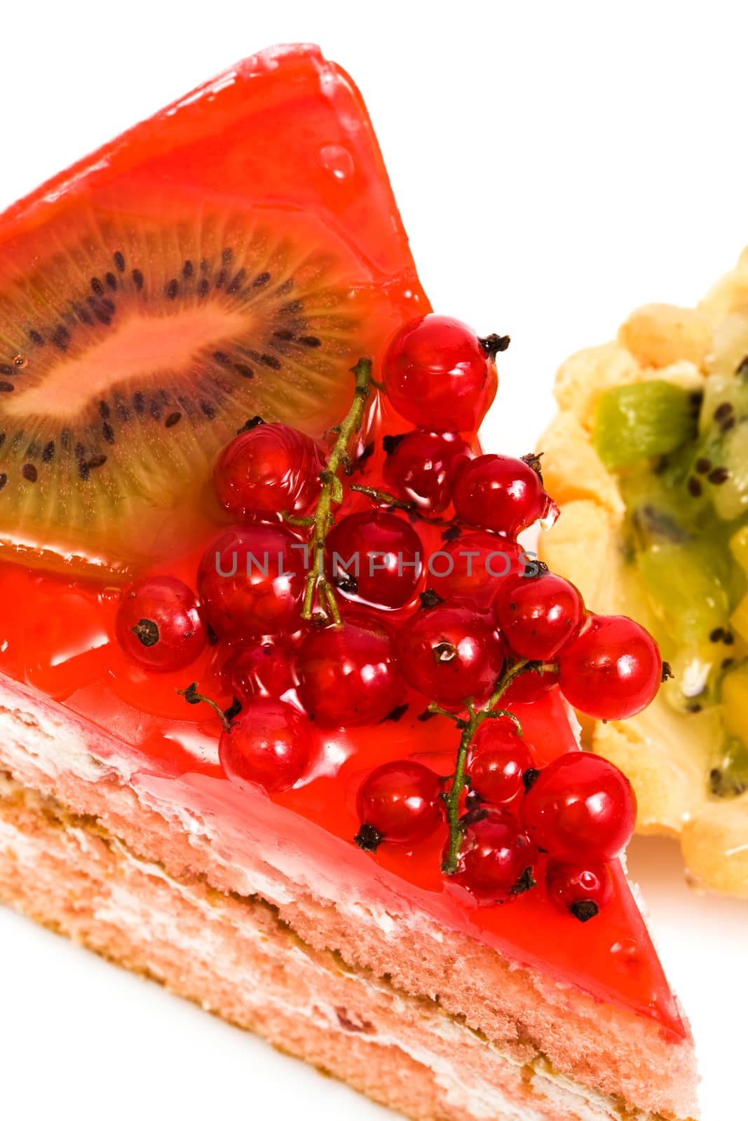 celebratory cake with currant on a white background