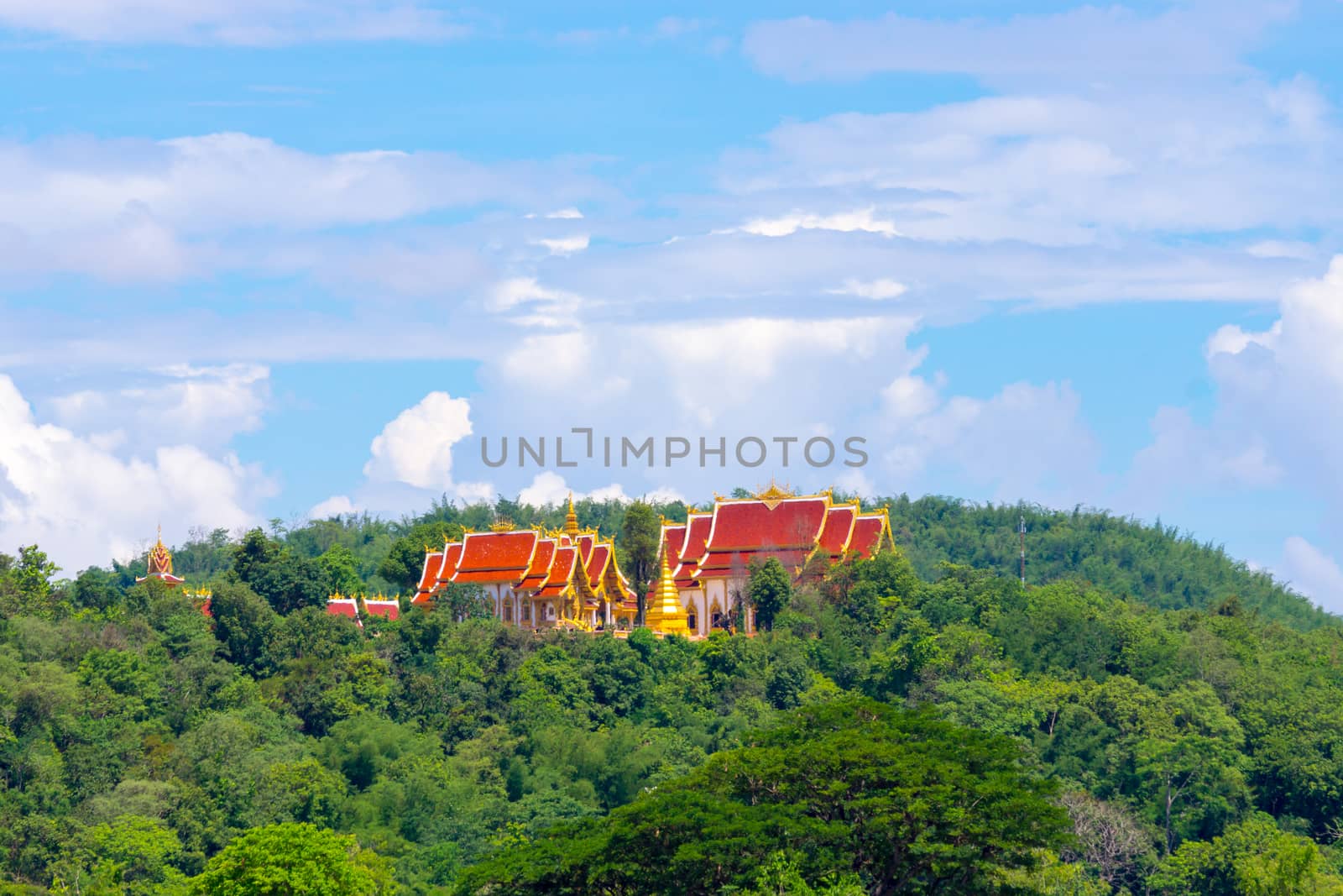 Thai Buddhist temple at the top of mountain,Chiangrai,Thailand