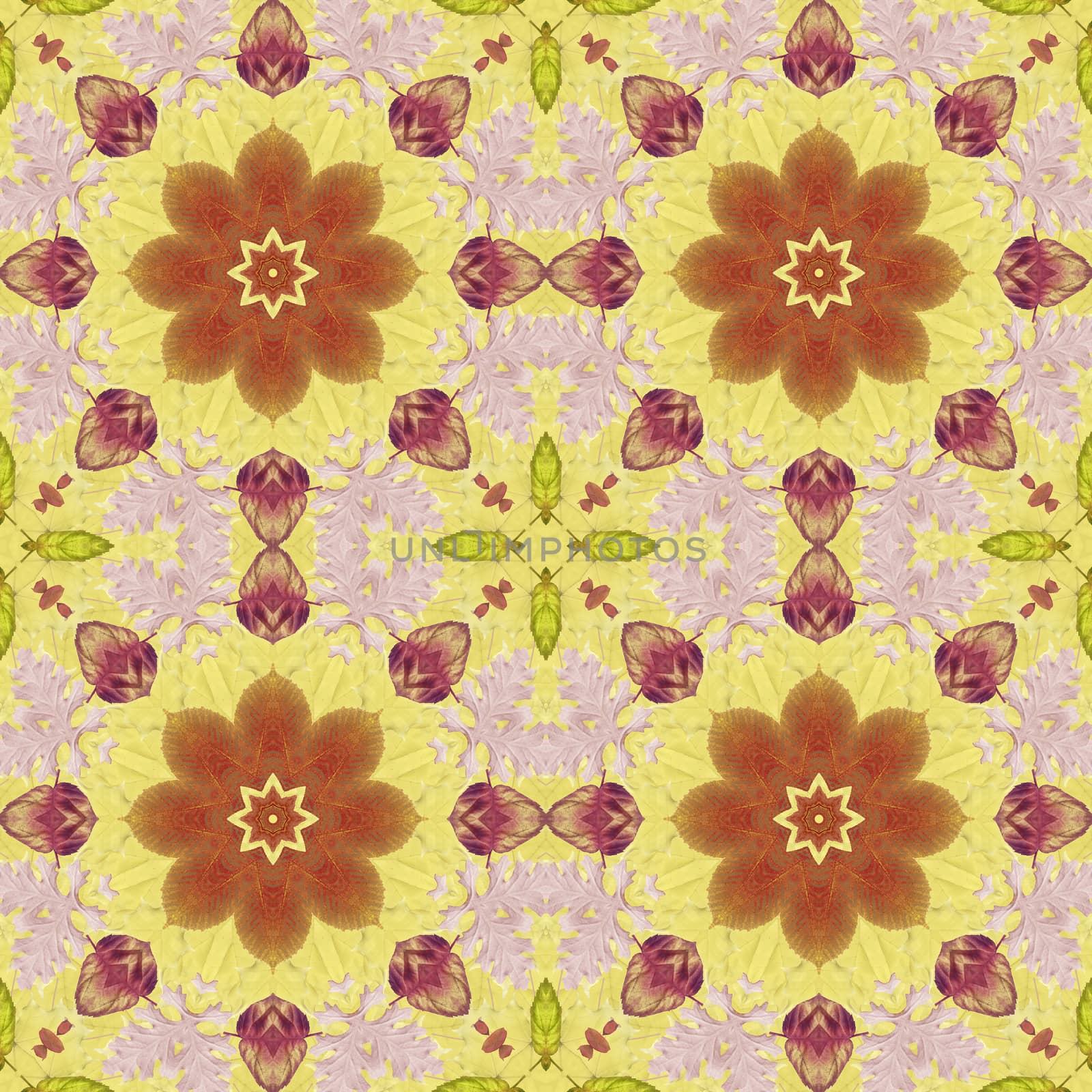 Artistic background, abstract seamless floral pattern with colorful leaves of plants