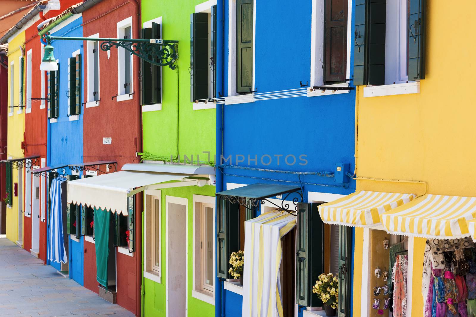 Venice landmark, Burano island, colorful houses