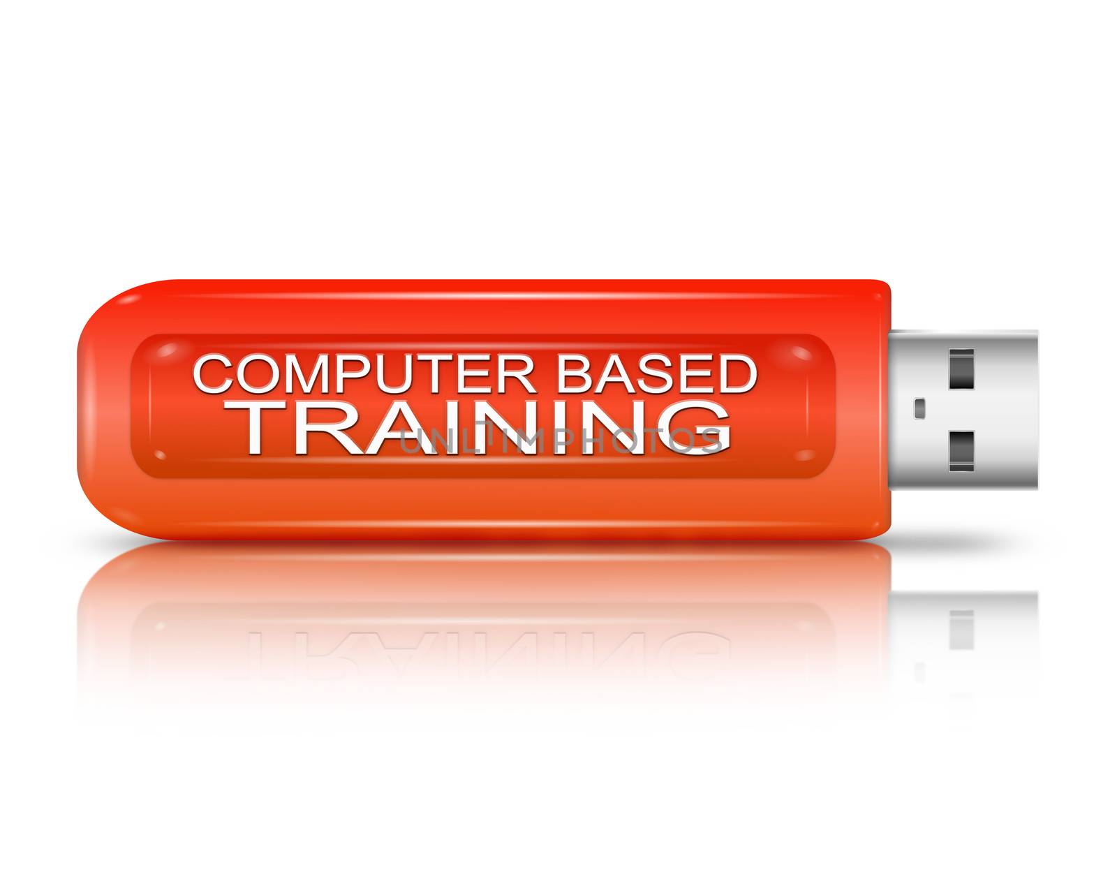 Illustration depicting a usb flash drive with a computer training concept.