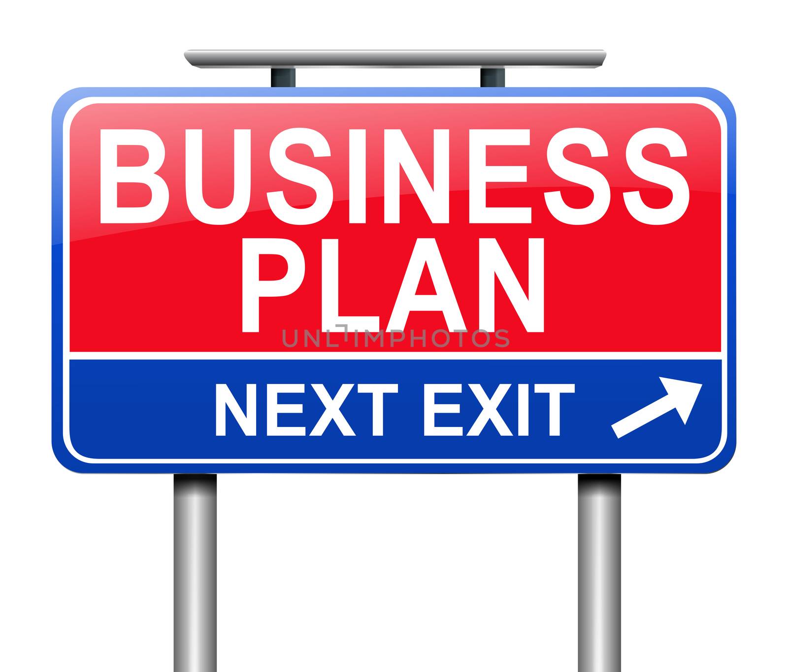 Illustration depicting a sign with a business plan concept.