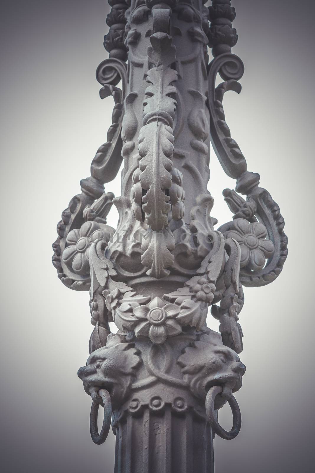traditional street lamp with decorative metal flourishes