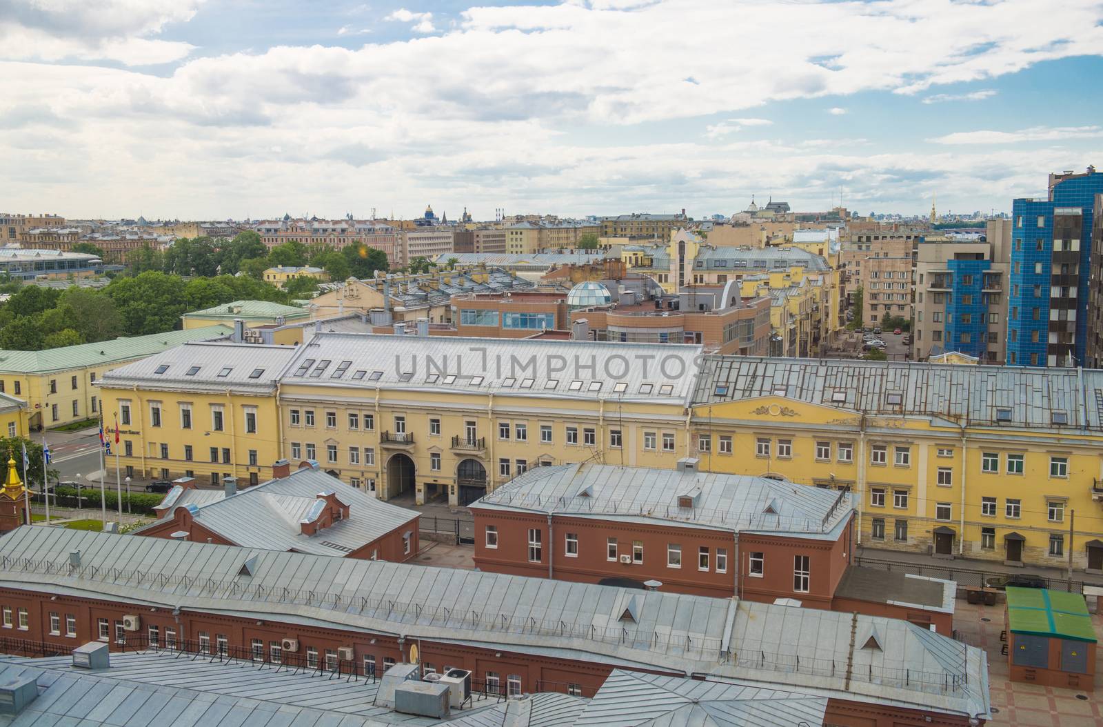 The view of the roofs of Sankt Petersburg, Russia