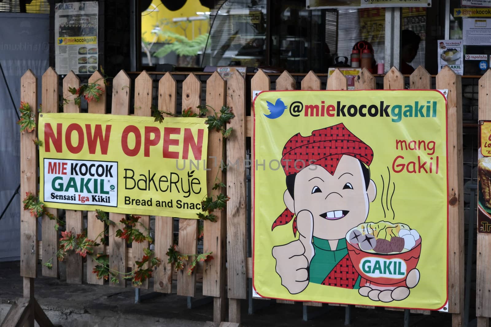 bandung, indonesia-june 9, 2014-mie kocok gakil cafe in bandung, west java-indonesia