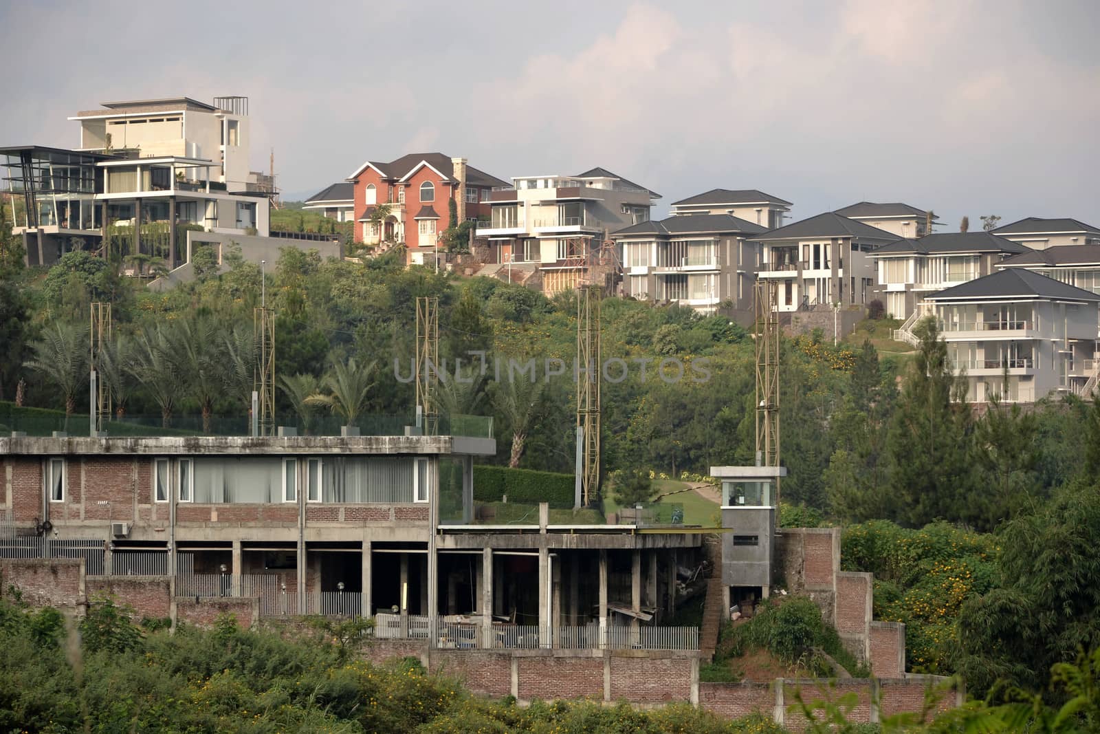 bandung, indonesia-june 9, 2014-luxury houses that located in dago area, bandung-west java