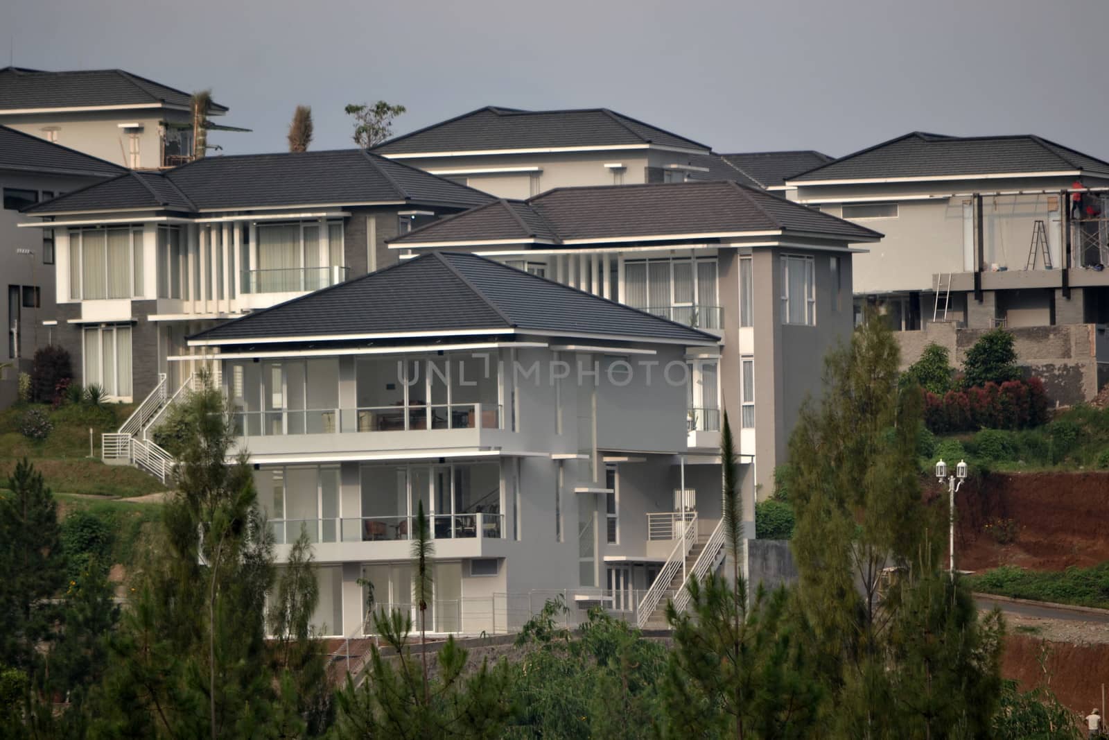 bandung, indonesia-june 9, 2014-luxury houses that located in dago area, bandung-west java