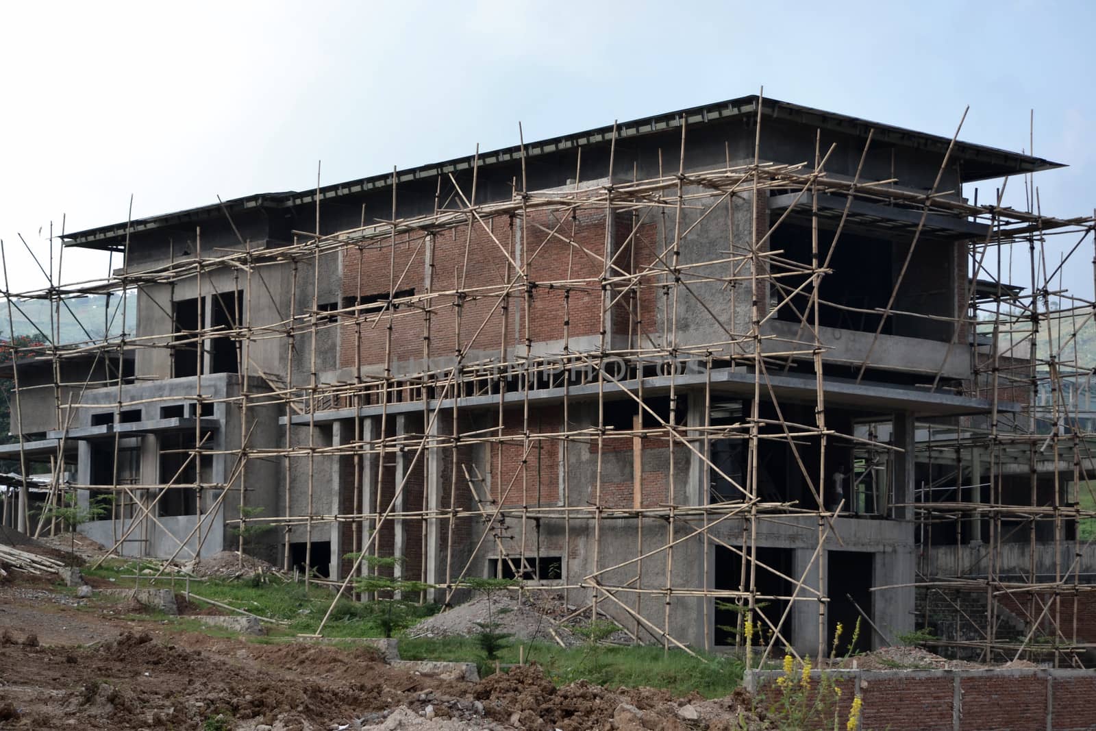 bandung, indonesia-june 9, 2014-unfinished luxury house that located in dago area, bandung-west java