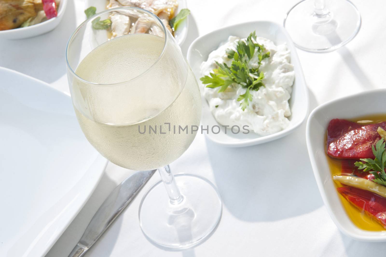 White wine and mediterranean cuisine by emirkoo