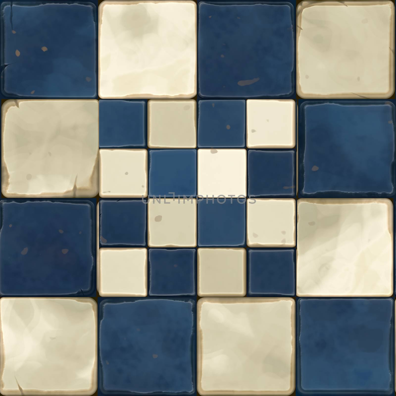 Mosaic tiles blue and white