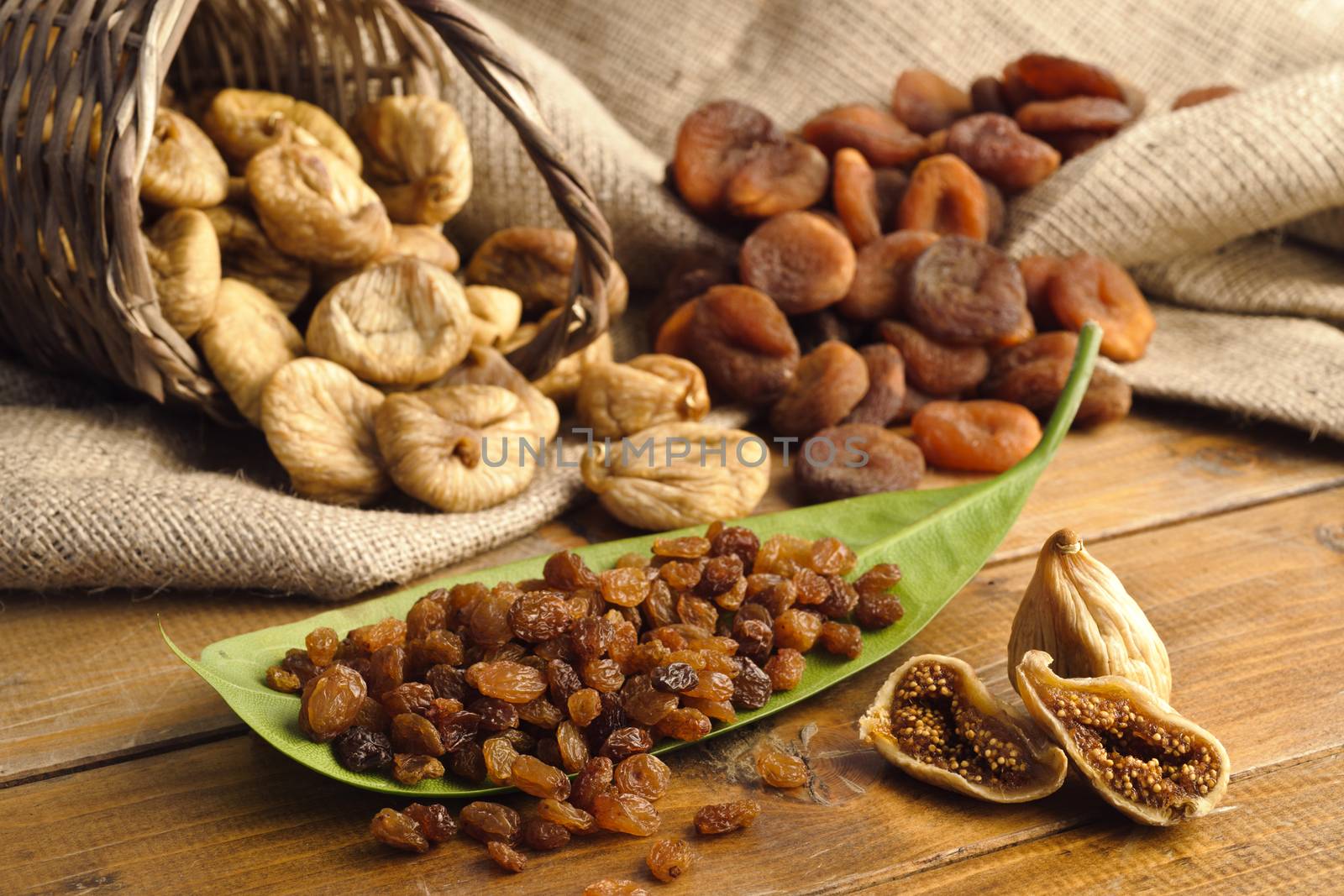 raisins , dried figs, dried apricots
