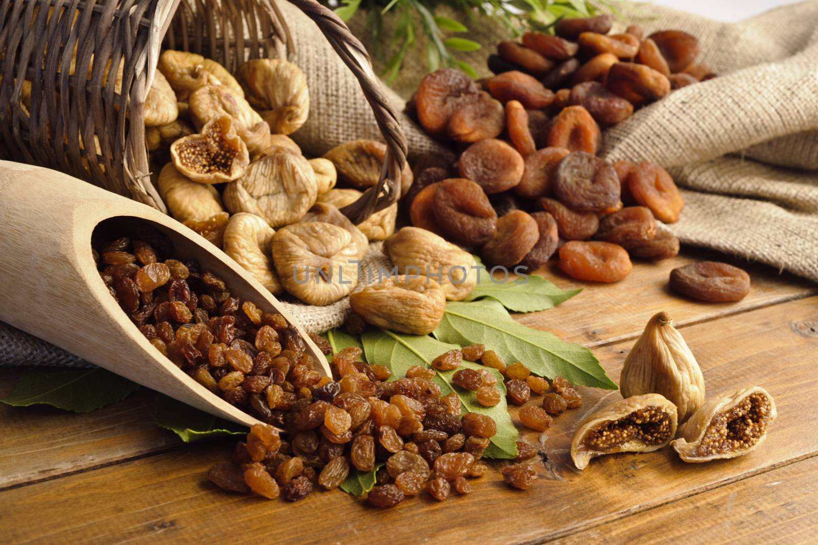 raisins , dried figs, dried apricots