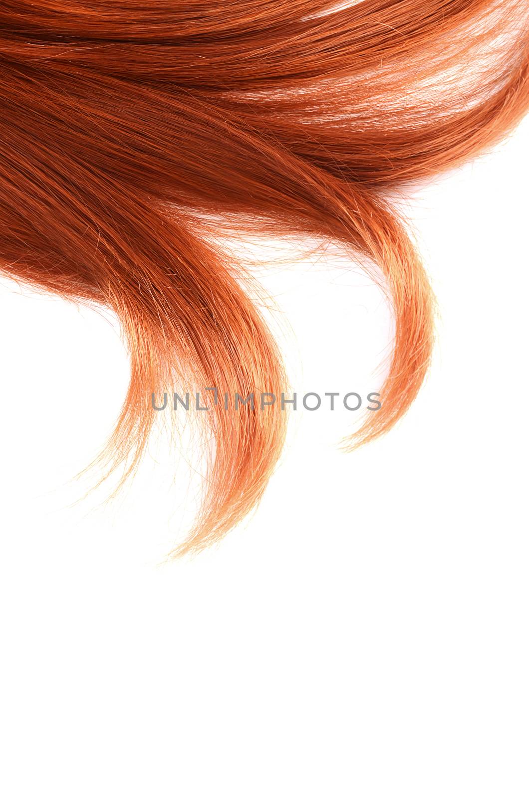 The red hair isolated on white background