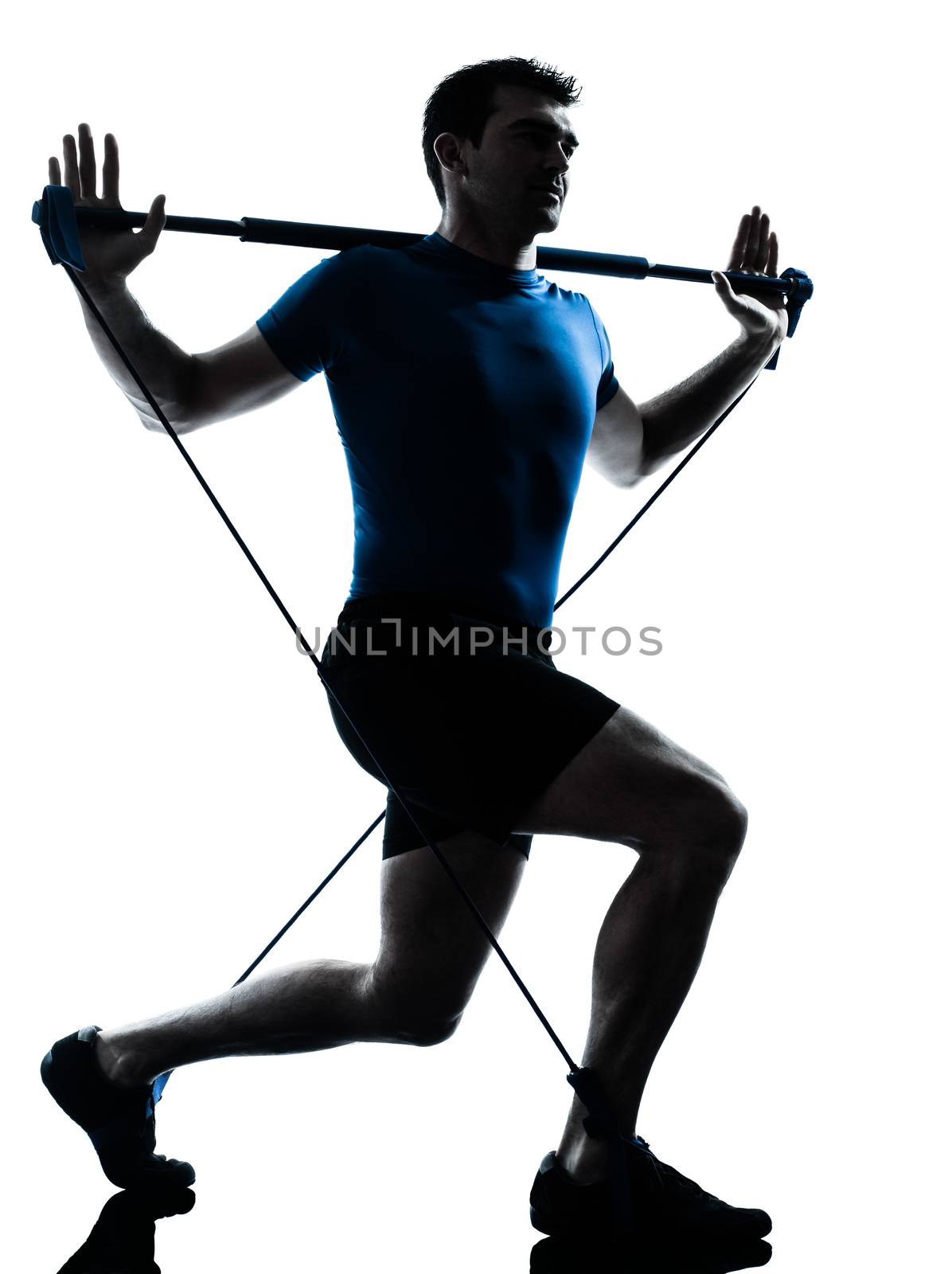 man exercising gymstick workout fitness posture silhouette by PIXSTILL