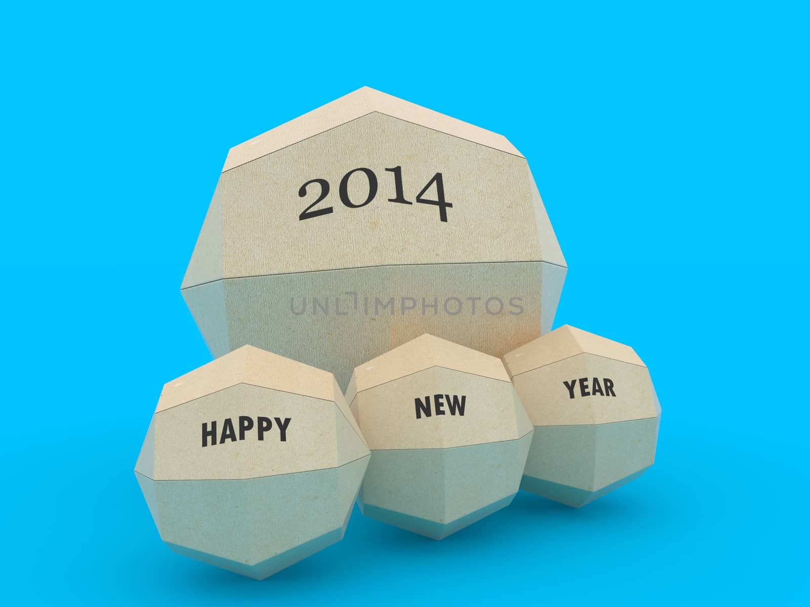 3d paper globe with happy new year 2014