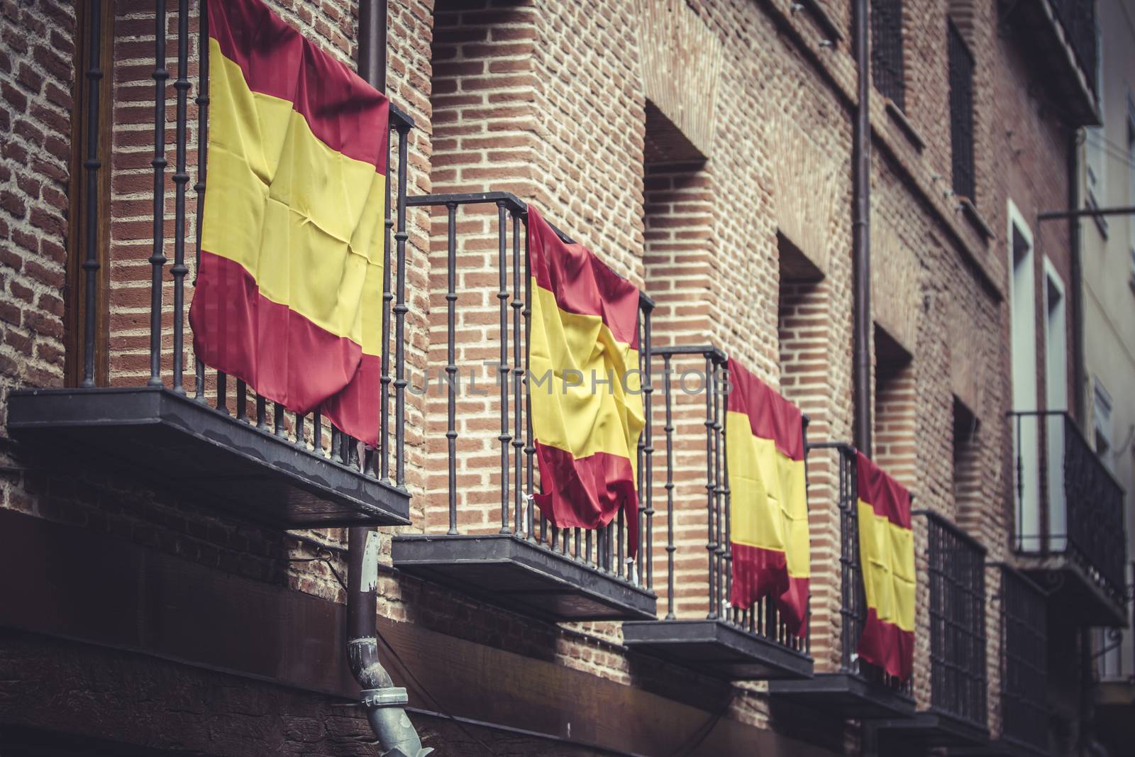 balconies with Spanish flags, Spain by FernandoCortes