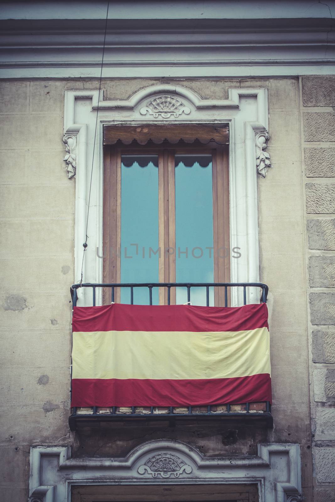 balconies with Spanish flags, Spain by FernandoCortes