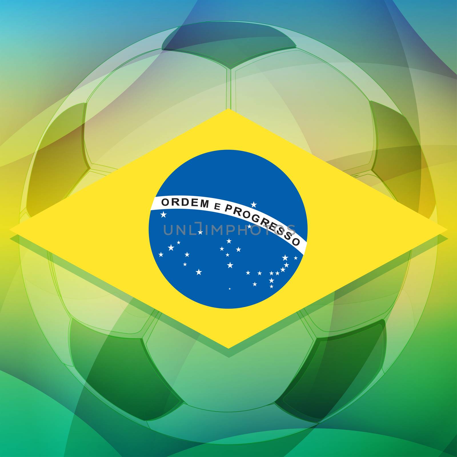 Brazil flag and football ball, flat design by marinini