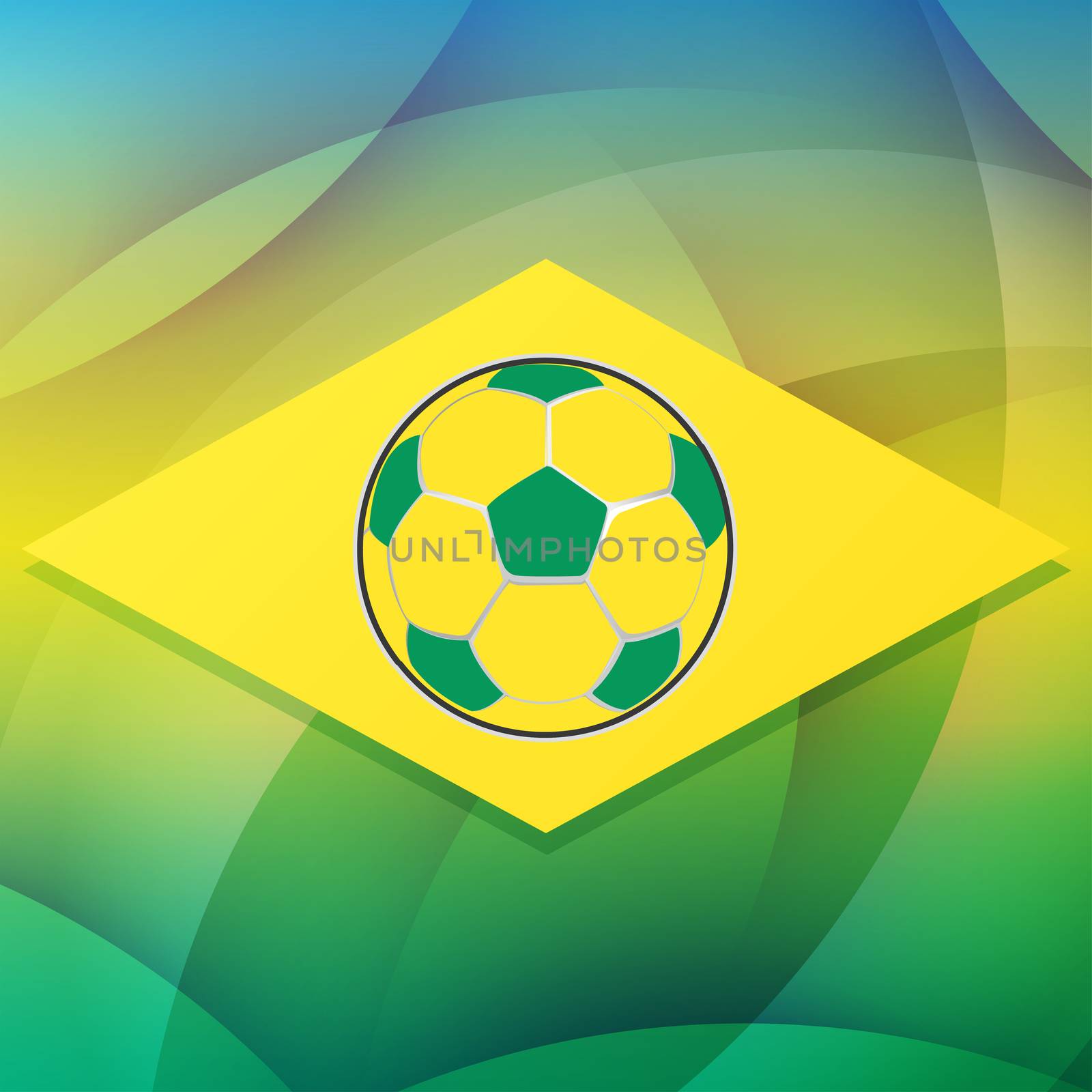 football ball in Brazil flag, flat design by marinini