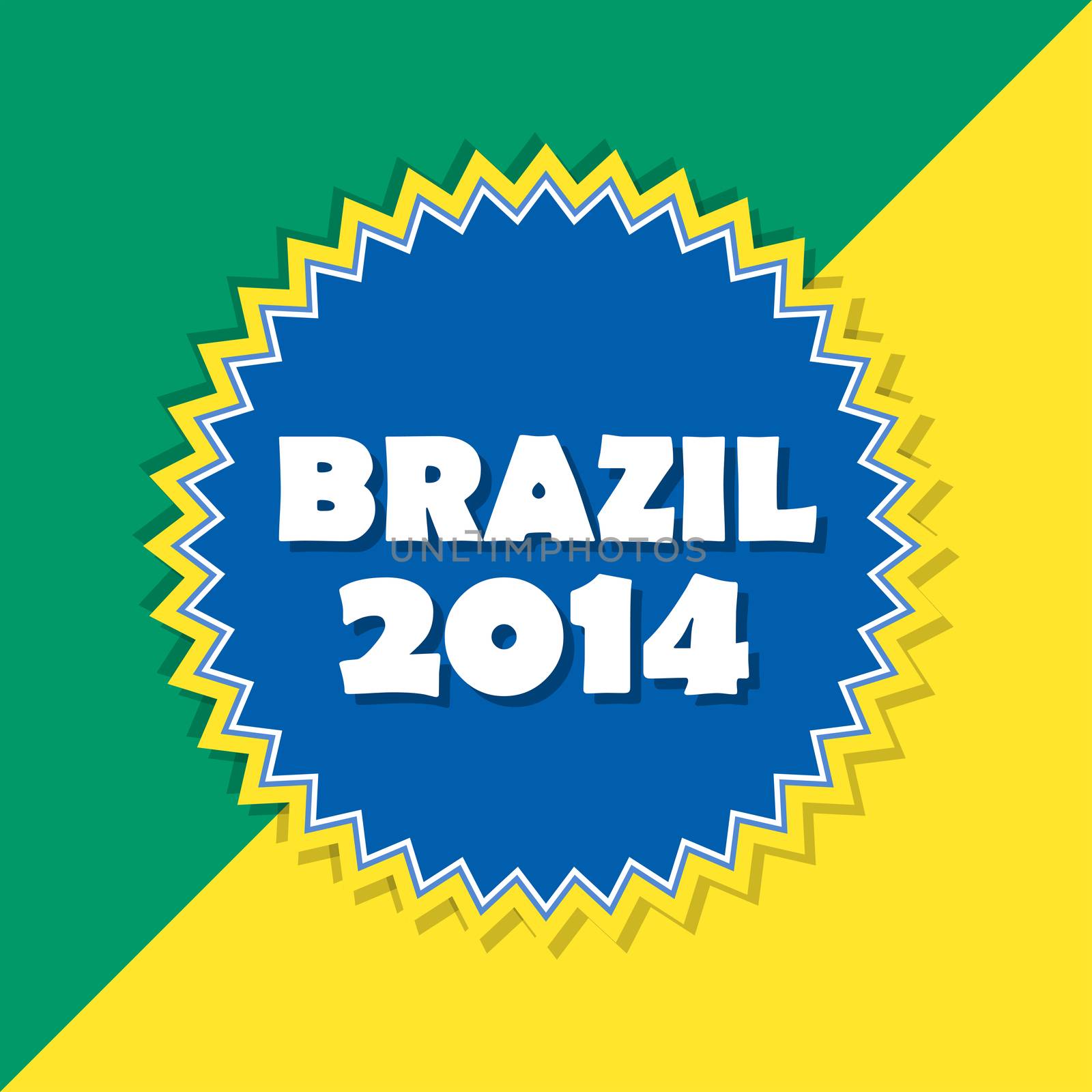 Brazil 2014, retro abstract design, football sport concept label