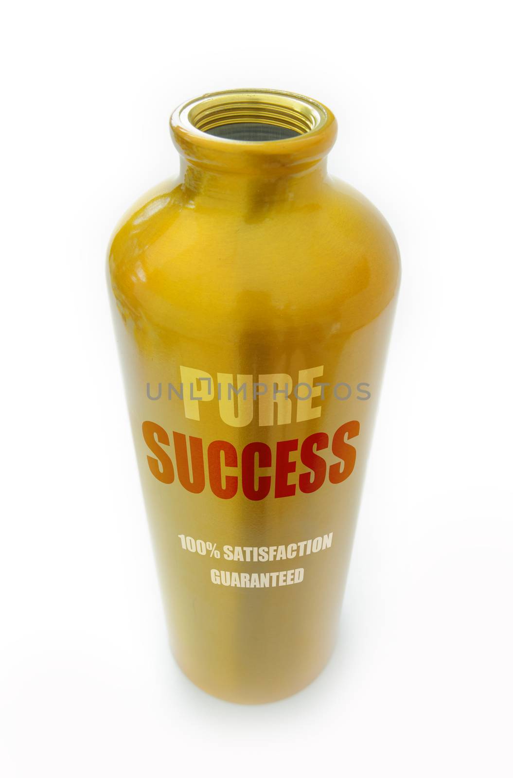 Success 'bottled' in a gold container, as a metaphor for wealth, achievement and motivation