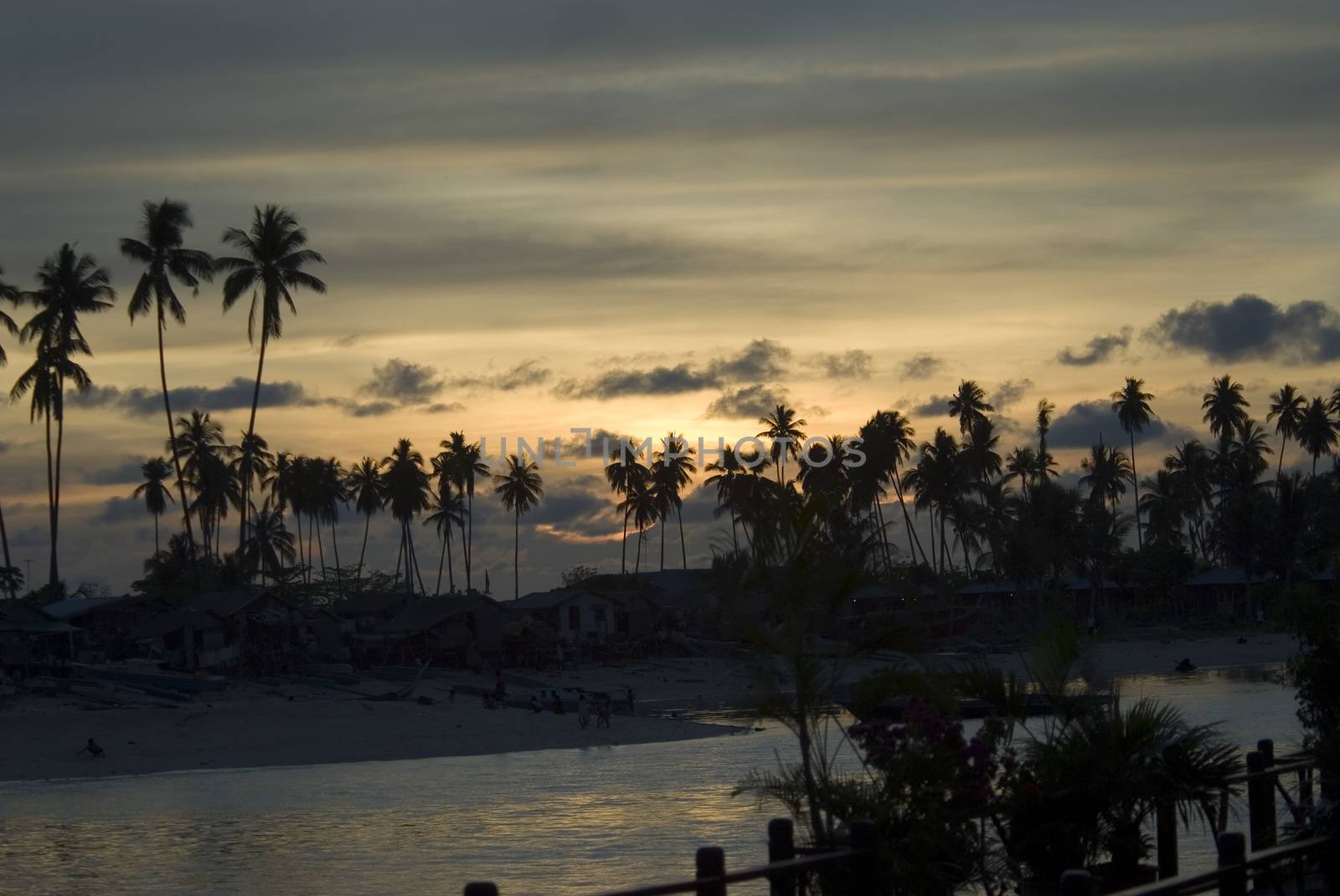 An evening sunset on the island of Mabul, Sabah, Borneo