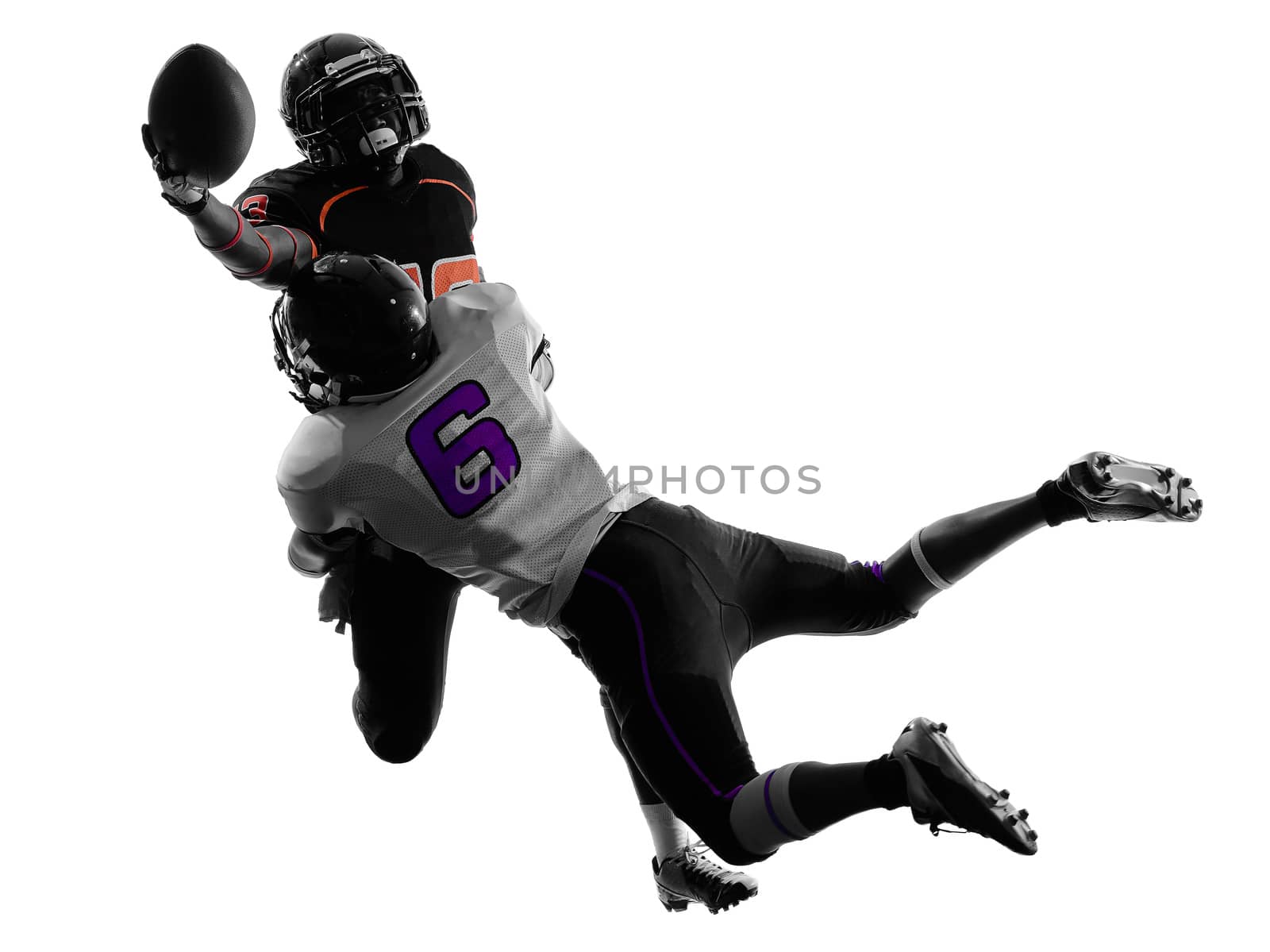 two american football players tackle silhouette by PIXSTILL