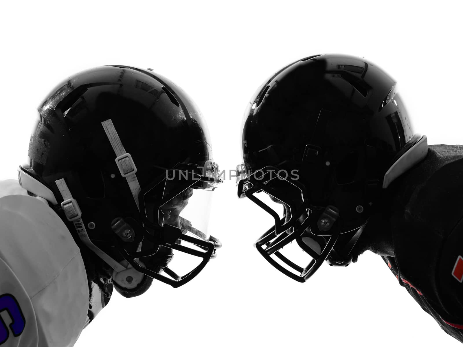 two american football players face to face silhouette by PIXSTILL