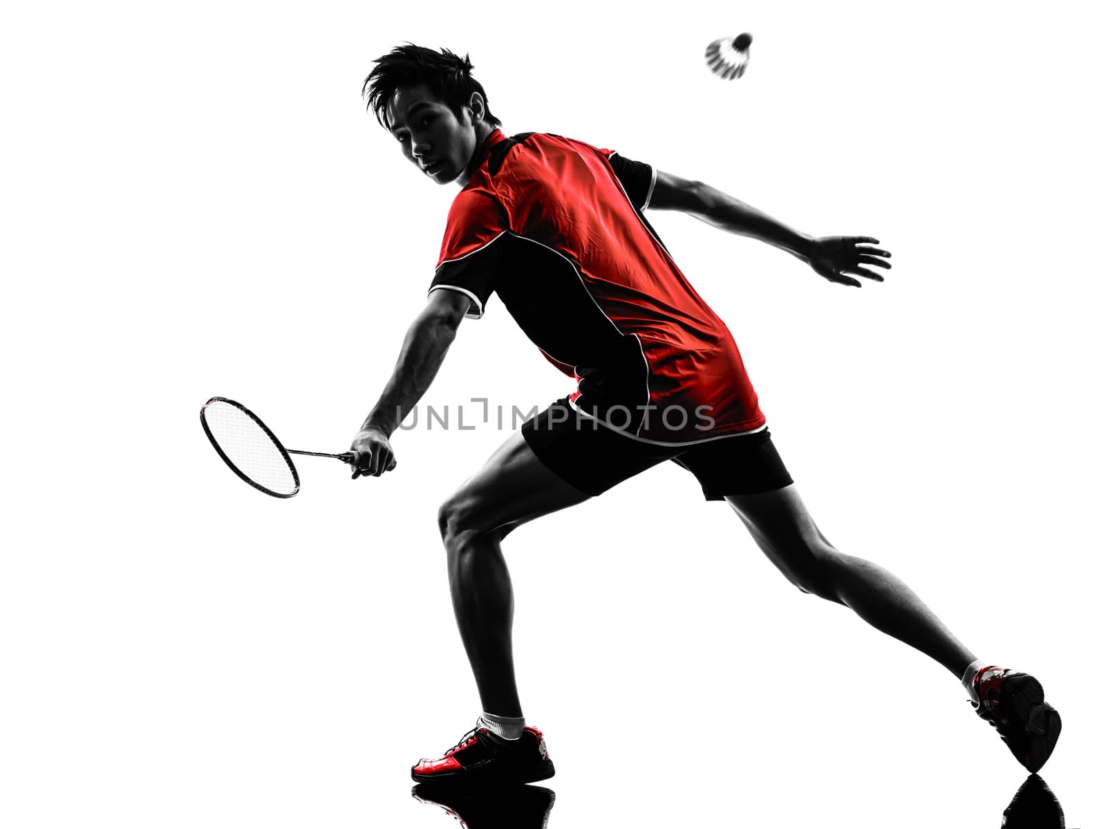 badminton player young man silhouette by PIXSTILL