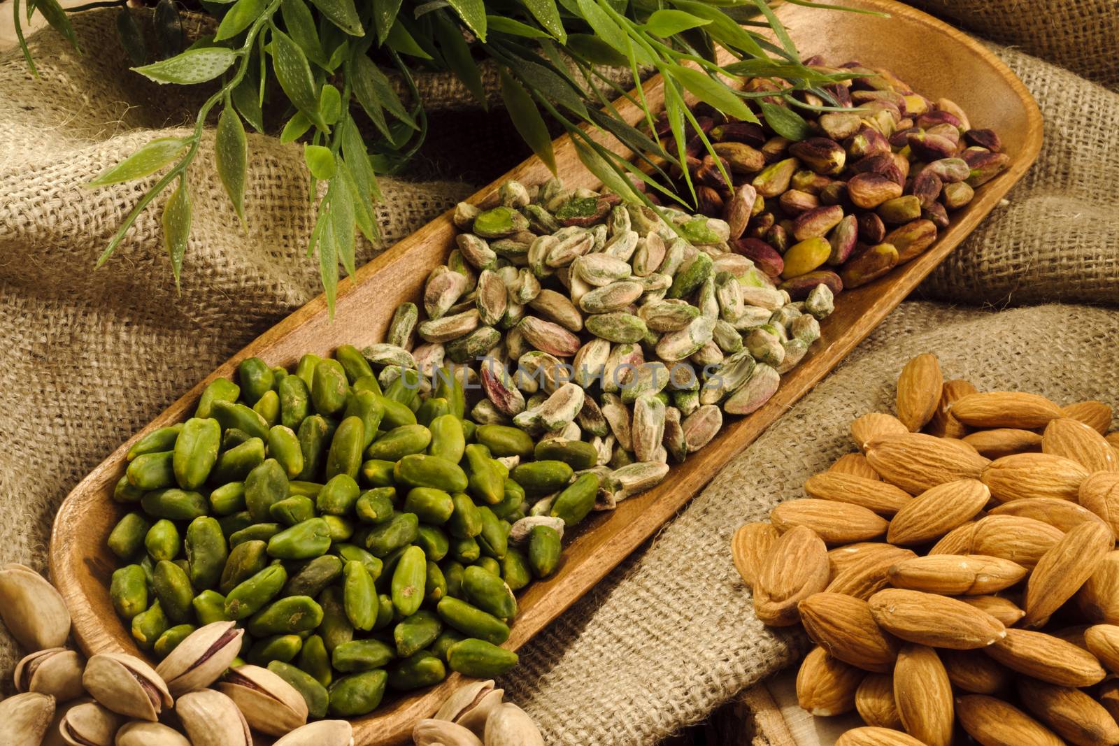 pistachios,almonds,walnuts and hazelnuts stillife