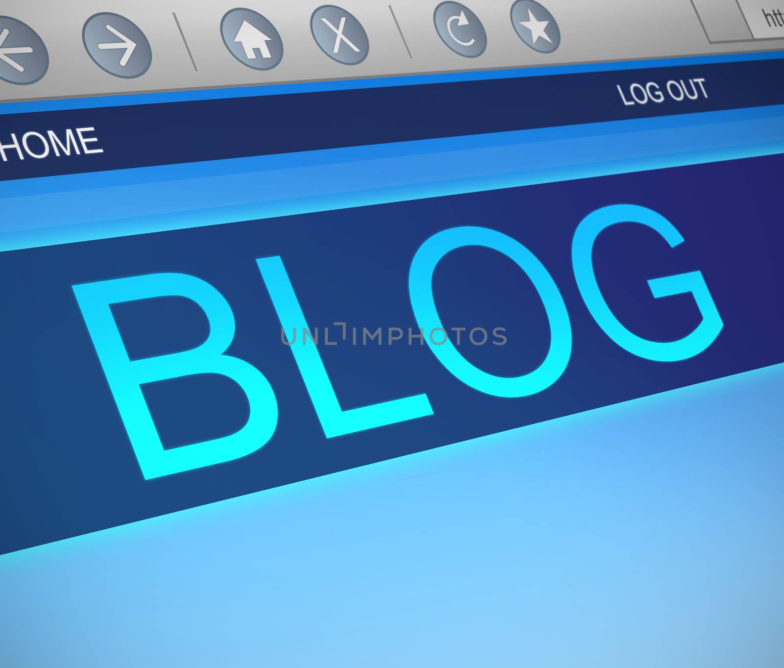 Illustration depicting a computer screen capture with a blog concept.
