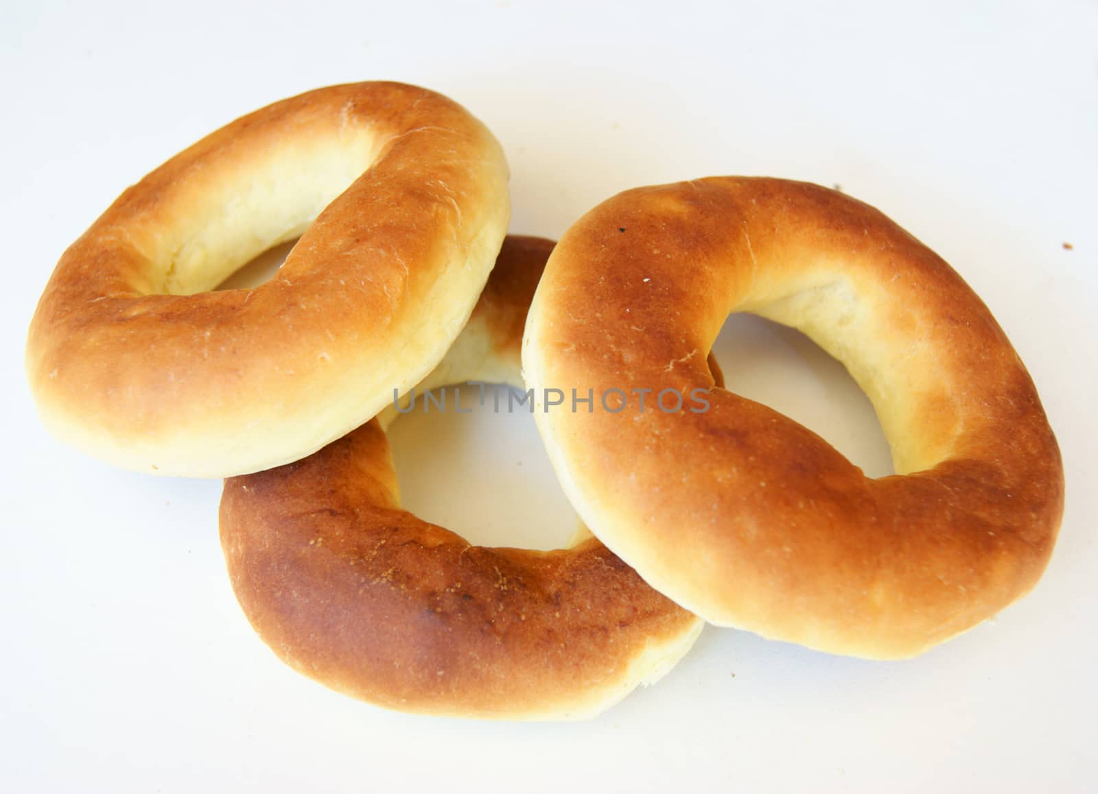 Tasty bagel on white background is insulated