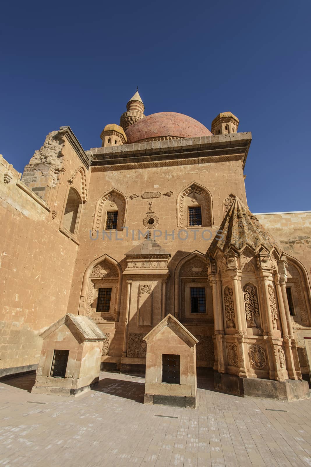 Ishak Pasha Palace (Constructed in 1685) is a semi-ruined palace located in the Dogubeyazit district of Agri province of Turkey.