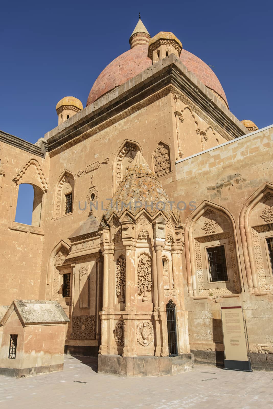 Ishak Pasha Palace (Constructed in 1685) is a semi-ruined palace located in the Dogubeyazit district of Agri province of Turkey.