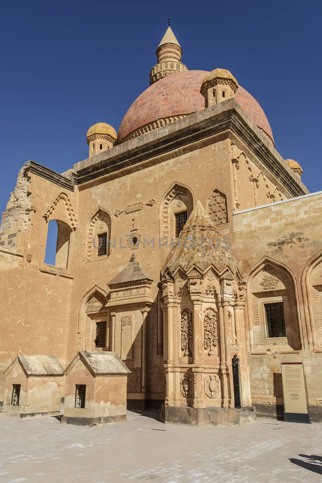 Ishak Pasha Palace (Constructed in 1685) is a semi-ruined palace located in the Dogubeyazit district of Agri province of Turkey.